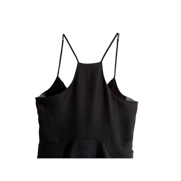 Cosette Women's Black Silk Romper Size 2 Spaghetti Strap Peplum Overlay - Picture 11 of 14